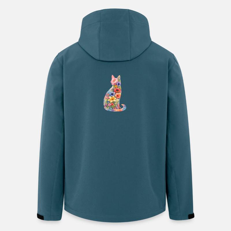 Katze Blumen Bunt - Recycelte Männer Softshell-Jacke von Stanley/Stella - Dunkles Petrol