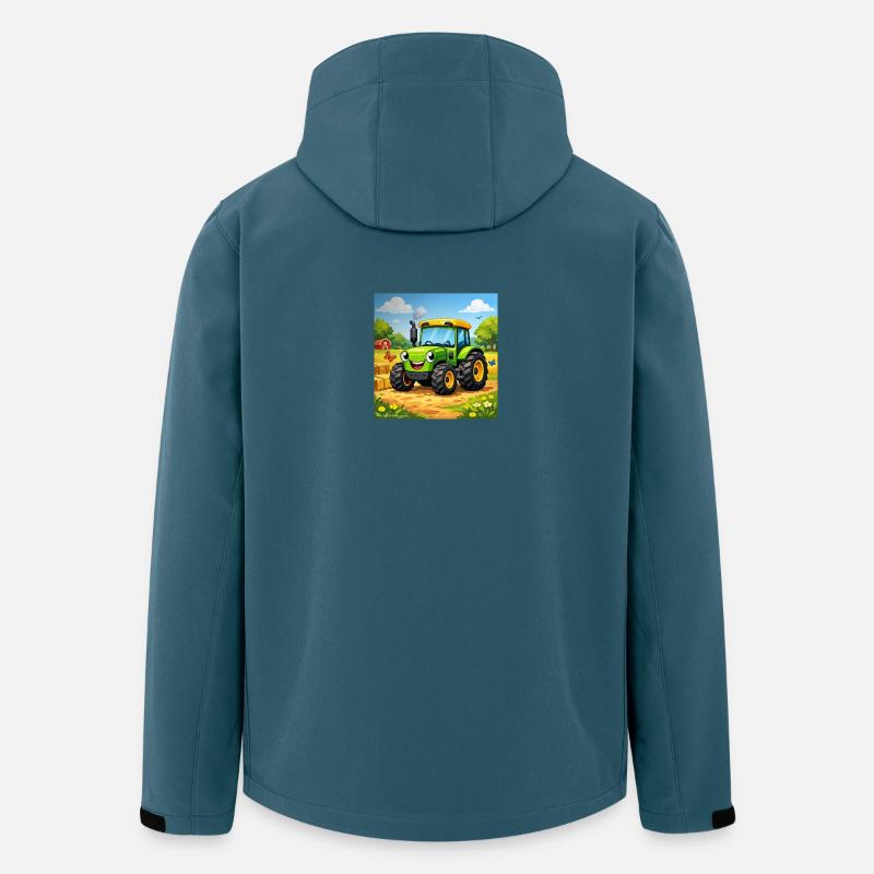 Fröhlicher Grüner Traktor auf Feld - Recycelte Männer Softshell-Jacke von Stanley/Stella - Dunkles Petrol