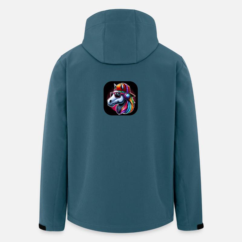 Pferd Rapper Kopf mit Cap Kopfhörer Sonnenbrille - Recycelte Männer Softshell-Jacke von Stanley/Stella - Dunkles Petrol
