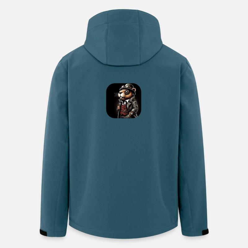 Castor en tenue Steampunk - Veste softshell homme en polyester recyclé Stanley/Stella - bleu pétrole foncé