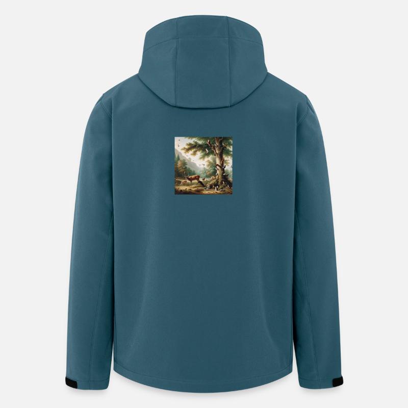 Waldszene mit Rehen und Natur - Recycelte Männer Softshell-Jacke von Stanley/Stella - Dunkles Petrol