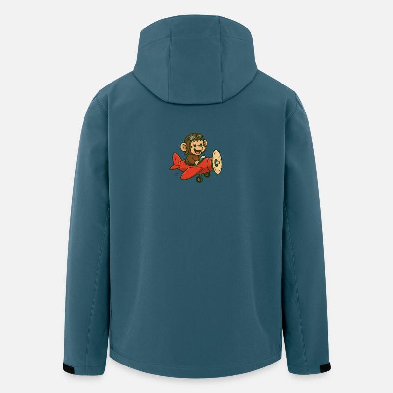 Lachender Affe im Flugzeug mit Pilotbrille - Recycelte Männer Softshell-Jacke von Stanley/Stella - Dunkles Petrol