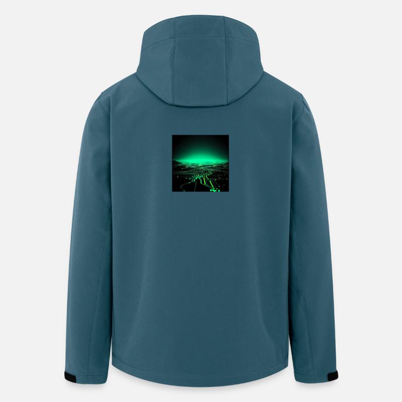Neon Tech Stadtsilhouette - Recycelte Männer Softshell-Jacke von Stanley/Stella - Dunkles Petrol