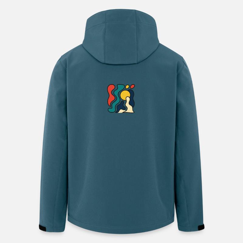 Design abstrait avec soleil jaune - Veste softshell homme en polyester recyclé Stanley/Stella - bleu pétrole foncé