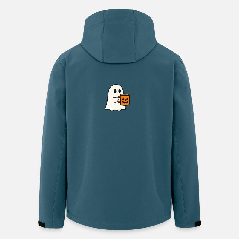 Süßes Geist-Motiv mit Halloween-Kaffeetasse - Recycelte Männer Softshell-Jacke von Stanley/Stella - Dunkles Petrol