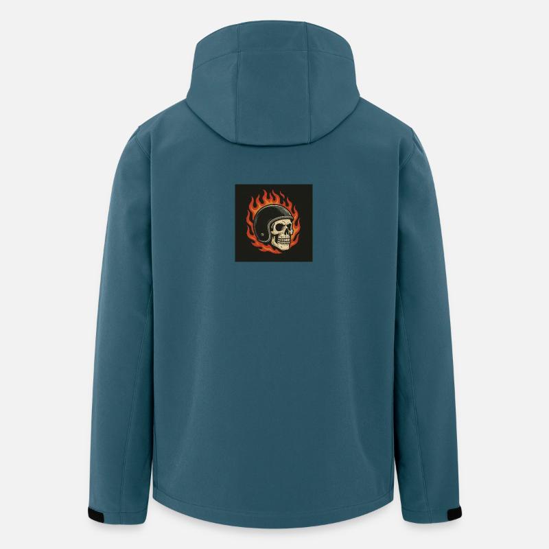 Flammen-Totenkopf mit Helm - Recycelte Männer Softshell-Jacke von Stanley/Stella - Dunkles Petrol