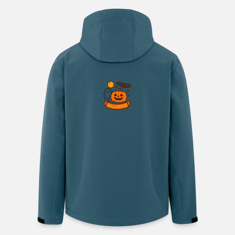 Kürbisgesicht Halloween Banner - Recycelte Männer Softshell-Jacke von Stanley/Stella - Dunkles Petrol