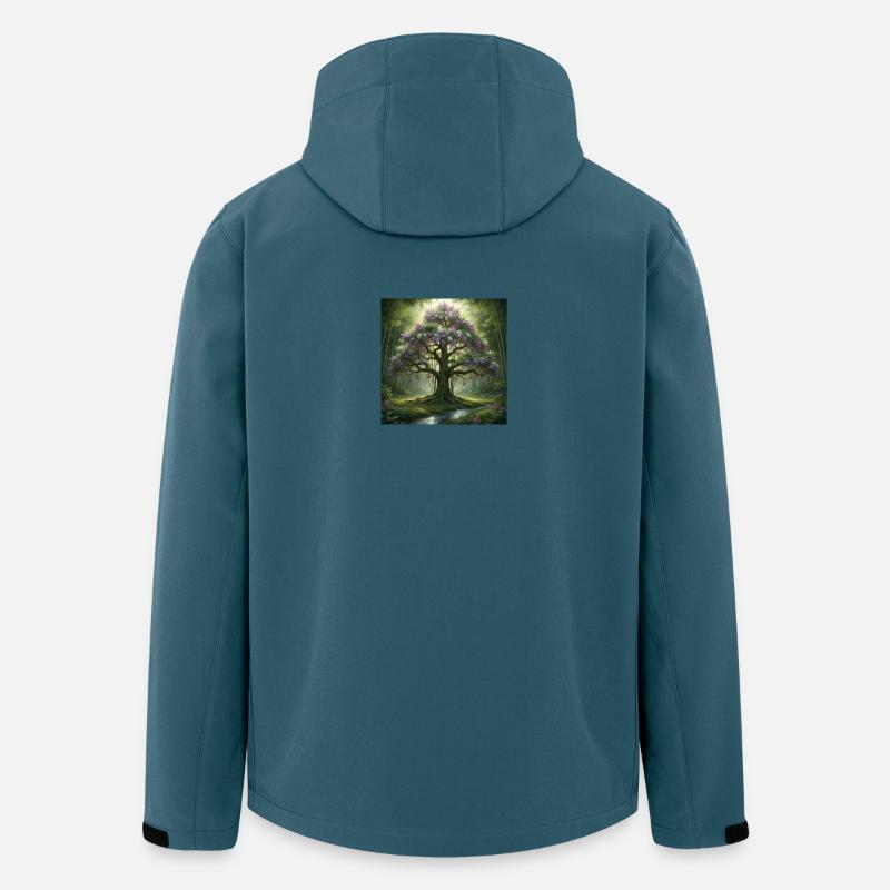 Waldbaum mit Fliederblüten - Recycelte Männer Softshell-Jacke von Stanley/Stella - Dunkles Petrol