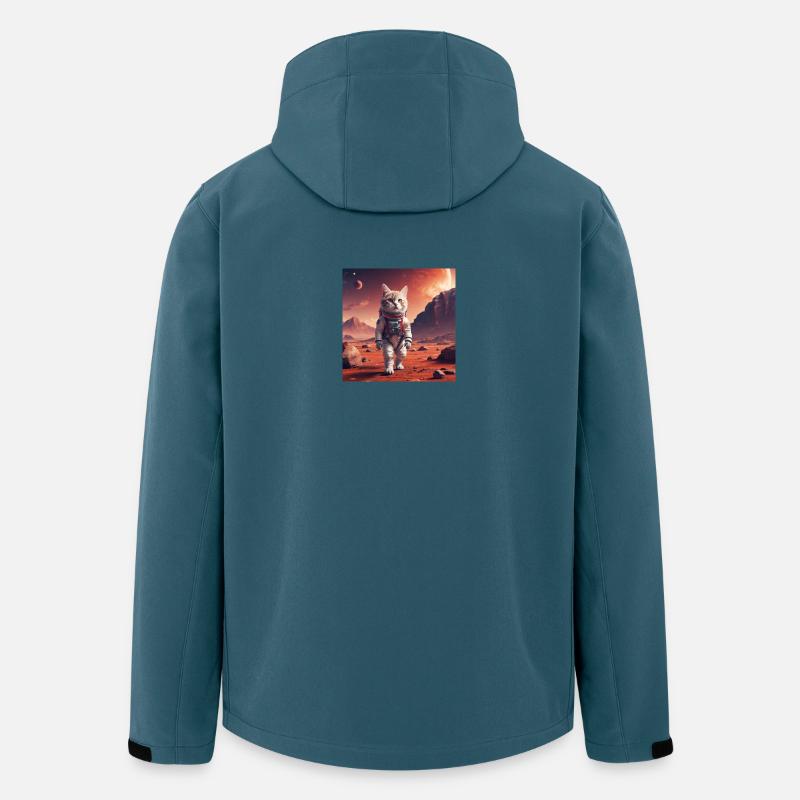 Astronaute chat sur Mars - Veste softshell homme en polyester recyclé Stanley/Stella - bleu pétrole foncé