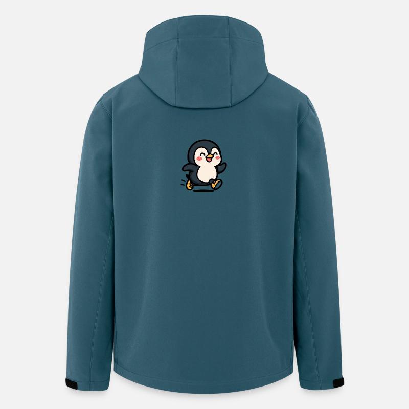 Pinguin in Bewegung: Fröhlicher Sprung - Recycelte Männer Softshell-Jacke von Stanley/Stella - Dunkles Petrol