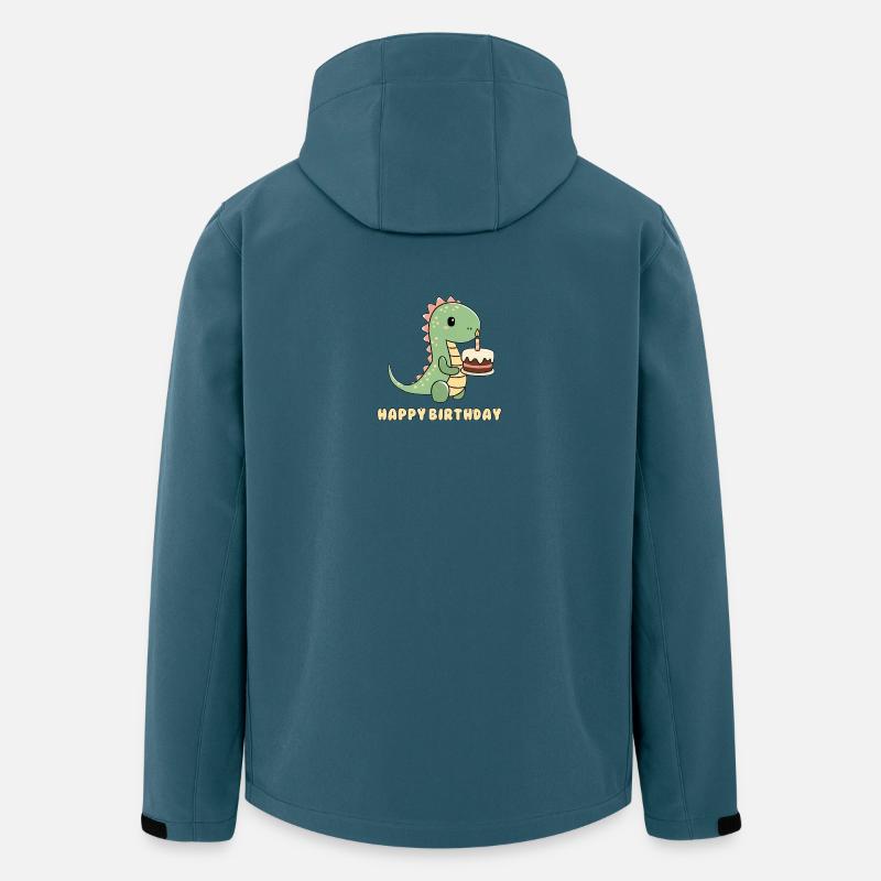 Dino mit einer Geburtstagstorte  - Recycelte Männer Softshell-Jacke von Stanley/Stella - Dunkles Petrol