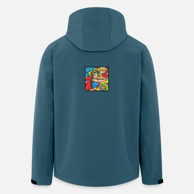 Pop Art Superheldin Kraftvoll - Recycelte Männer Softshell-Jacke von Stanley/Stella - Dunkles Petrol