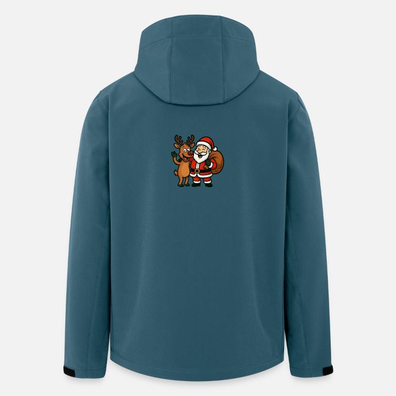 Weihnachtsmann mit fröhlichem Rentier - Recycelte Männer Softshell-Jacke von Stanley/Stella - Dunkles Petrol