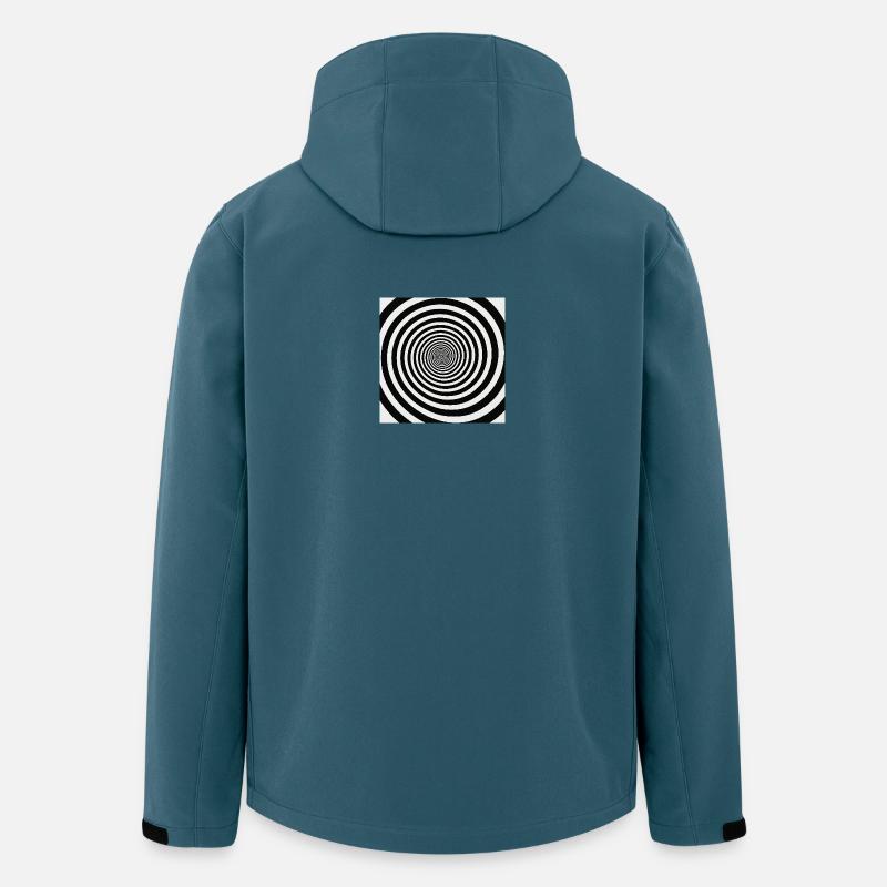 Spirale hypnotique noir et blanc - Veste softshell homme en polyester recyclé Stanley/Stella - bleu pétrole foncé