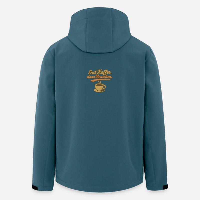 Erst Kaffee, dann Menschen - Recycelte Männer Softshell-Jacke von Stanley/Stella - Dunkles Petrol