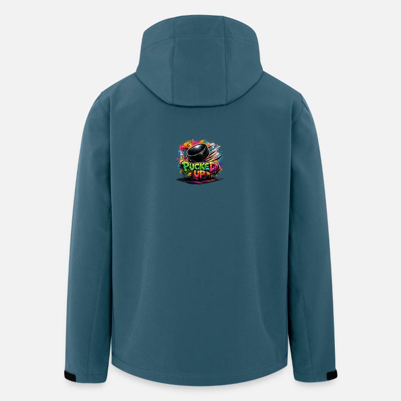 Puck de graffiti complètement déformé - Veste softshell homme en polyester recyclé Stanley/Stella - bleu pétrole foncé