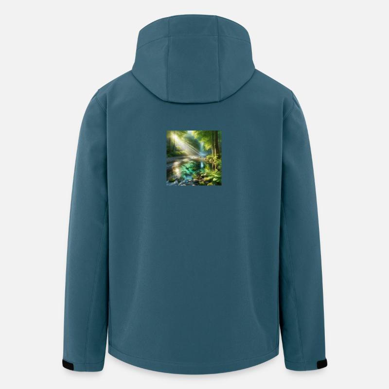 Sonnenschein in einem Waldbach - Recycelte Männer Softshell-Jacke von Stanley/Stella - Dunkles Petrol