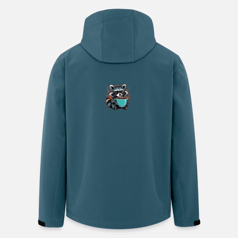 Raton laveur submergé par le café - Veste softshell homme en polyester recyclé Stanley/Stella - bleu pétrole foncé