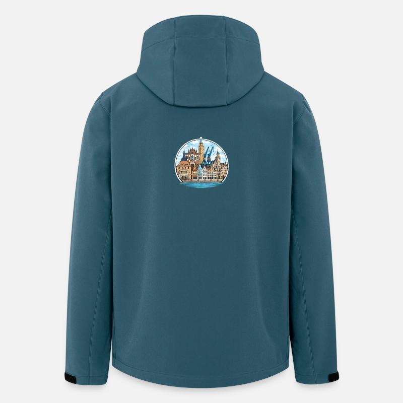 Rostocker Stadtansichtssache - Recycelte Männer Softshell-Jacke von Stanley/Stella - Dunkles Petrol