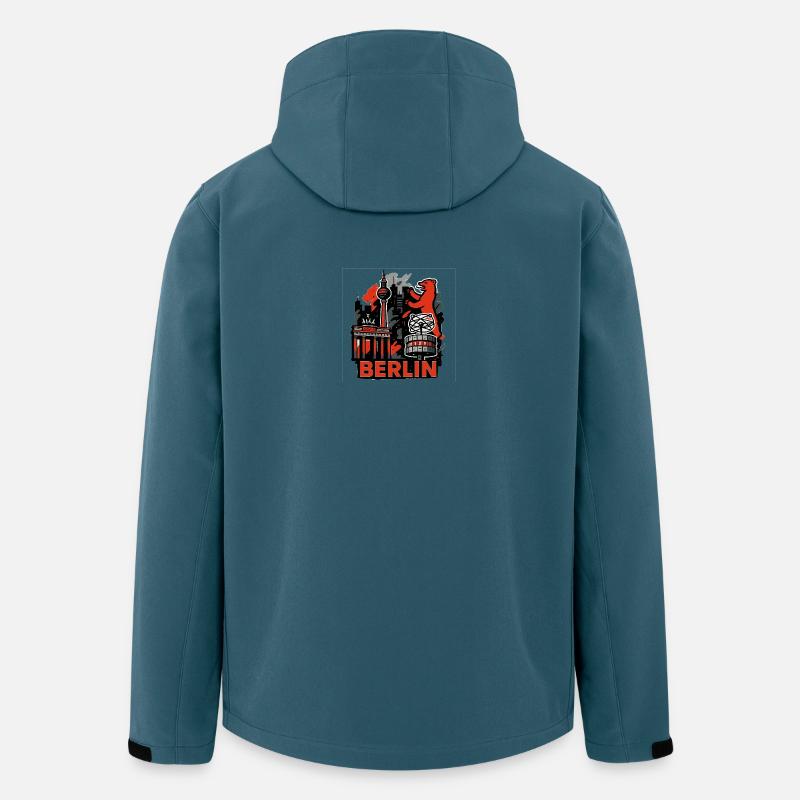 Berlin Skyline Bear - Veste softshell homme en polyester recyclé Stanley/Stella - bleu pétrole foncé
