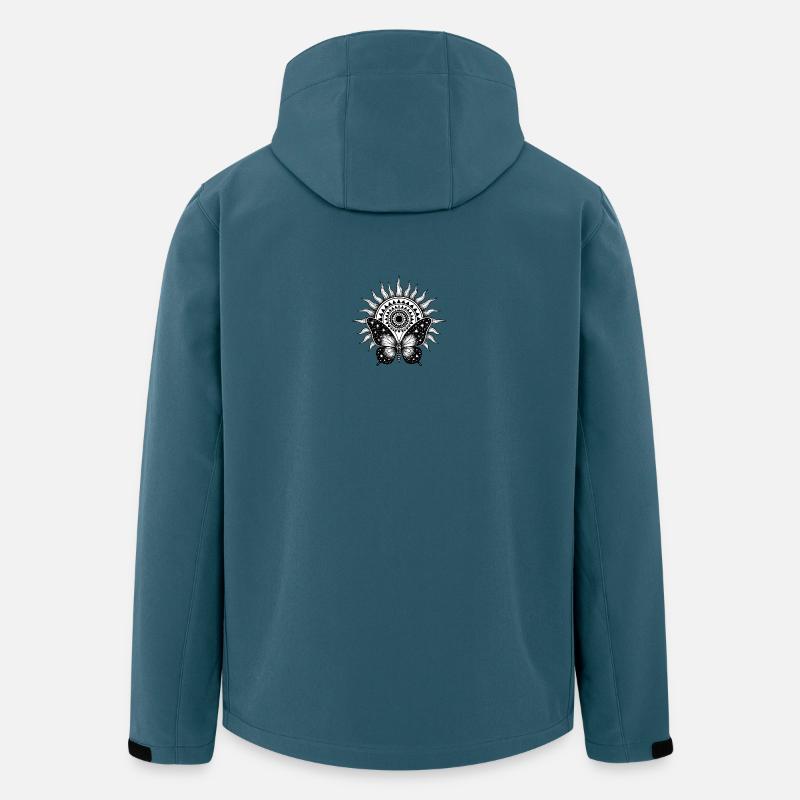 Soleil sacré – Papillon Cosmique - Veste softshell homme en polyester recyclé Stanley/Stella - bleu pétrole foncé