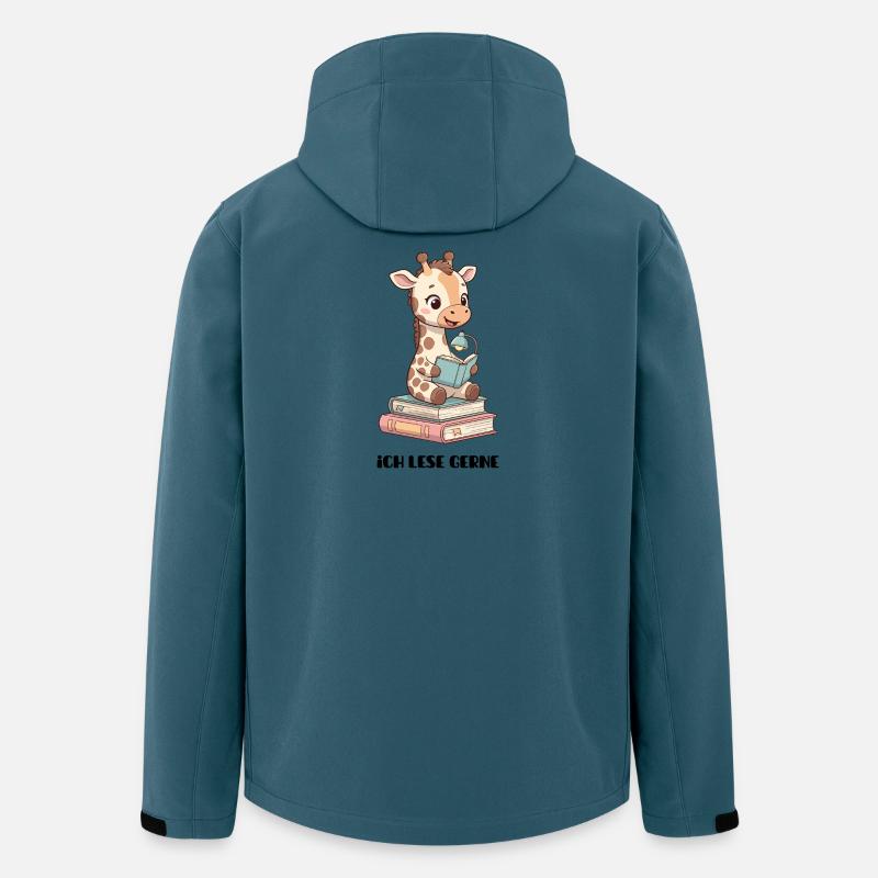 Lernende Giraffe mit Lesestapel - Recycelte Männer Softshell-Jacke von Stanley/Stella - Dunkles Petrol
