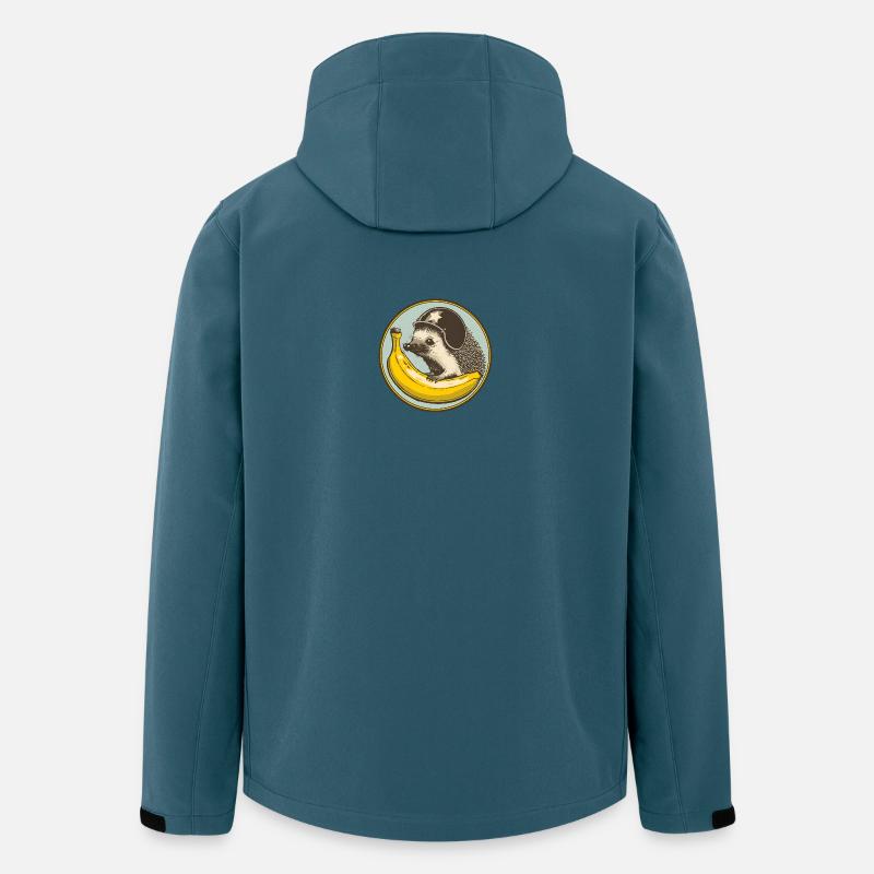 Hérisson avec motif casque et banane - Veste softshell homme en polyester recyclé Stanley/Stella - bleu pétrole foncé