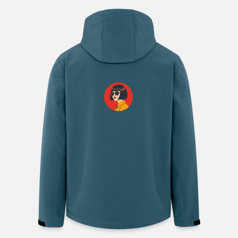 Kühne Retro-Ästhetik mit Sonnenbrille - Recycelte Männer Softshell-Jacke von Stanley/Stella - Dunkles Petrol