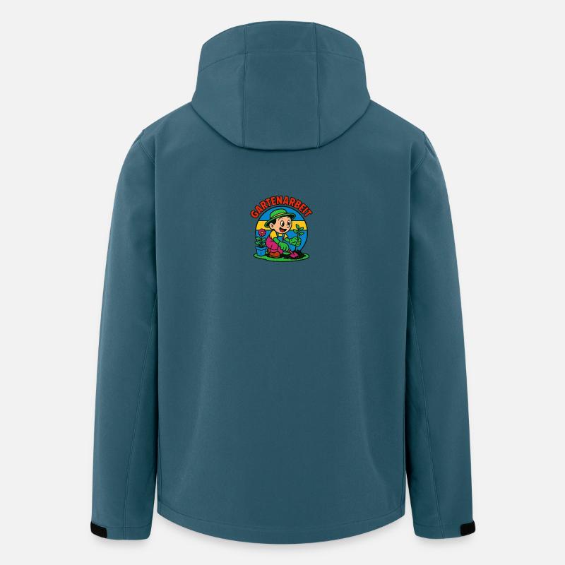 Gartenarbeit Cartoon mit Pflanze - Recycelte Männer Softshell-Jacke von Stanley/Stella - Dunkles Petrol