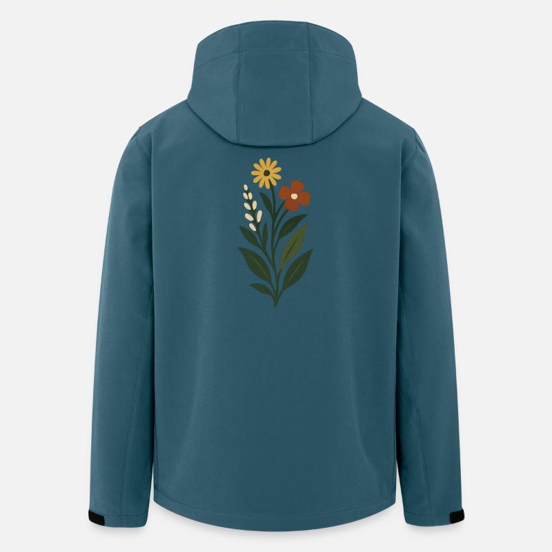 Frühlingsblumen Minimalkunst - Recycelte Männer Softshell-Jacke von Stanley/Stella - Dunkles Petrol