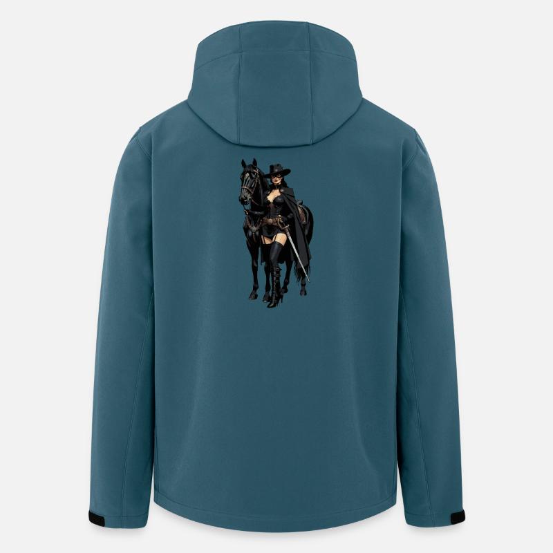 Zorro-Frau mit schwarzem Pferd 2 - Recycelte Männer Softshell-Jacke von Stanley/Stella - Dunkles Petrol