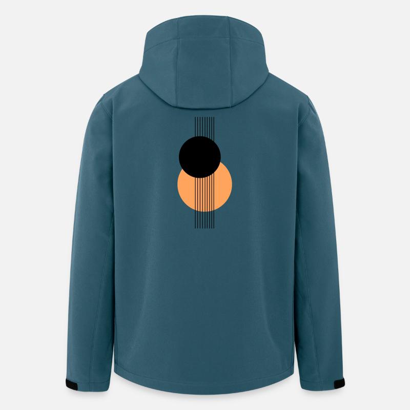 Abstraktes geometrisches Design Orange Schwarz - Recycelte Männer Softshell-Jacke von Stanley/Stella - Dunkles Petrol