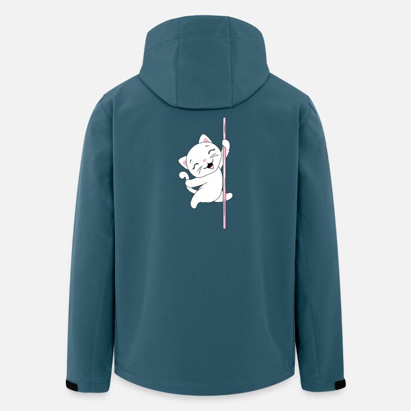 White_cat_is_dancing_on_a_pole - Recycelte Männer Softshell-Jacke von Stanley/Stella - Dunkles Petrol