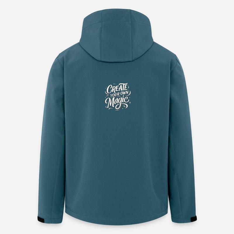 Créez votre propre texte magique - Veste softshell homme en polyester recyclé Stanley/Stella - bleu pétrole foncé