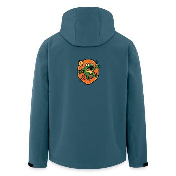 Panikfrosch-Abzeichen - Recycelte Männer Softshell-Jacke von Stanley/Stella - Dunkles Petrol - Hinten - AI Model Male 185 light (185cm)