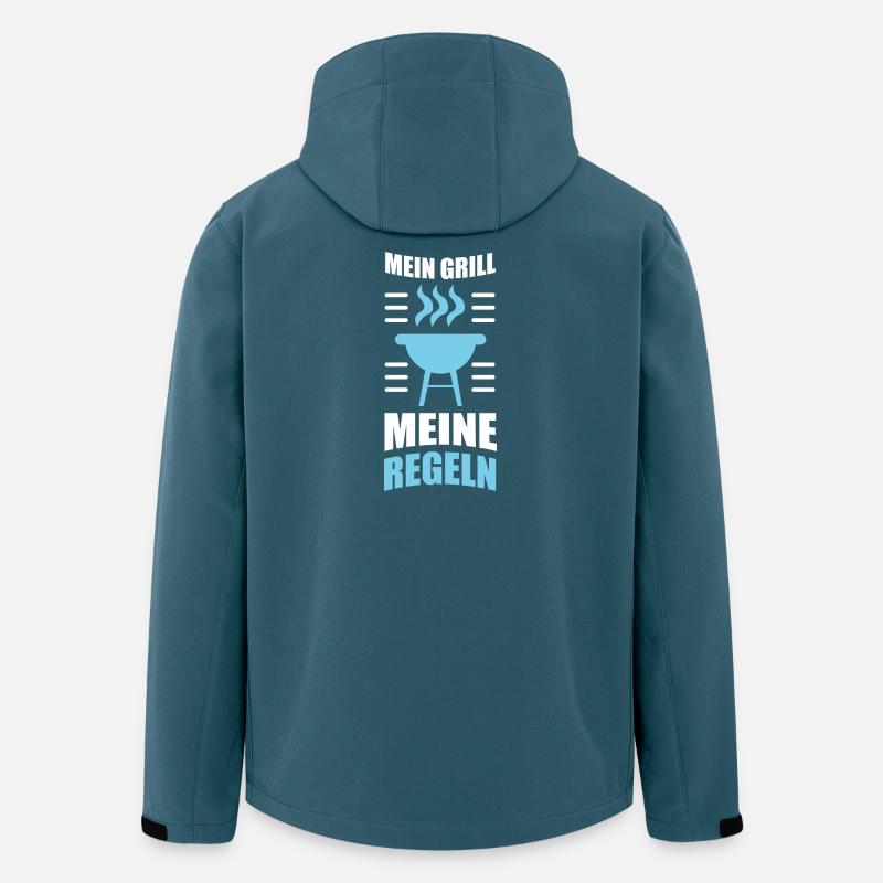 Mon grill Mes règles - Veste softshell homme en polyester recyclé Stanley/Stella - bleu pétrole foncé