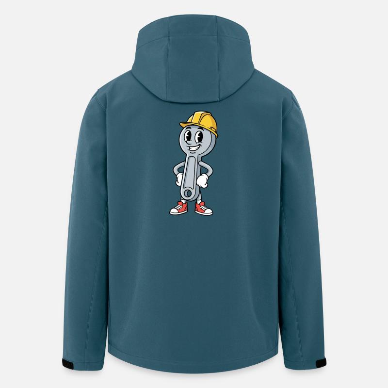 Technicien Dessin animé Clé Humour Mécanique - Veste softshell homme en polyester recyclé Stanley/Stella - bleu pétrole foncé