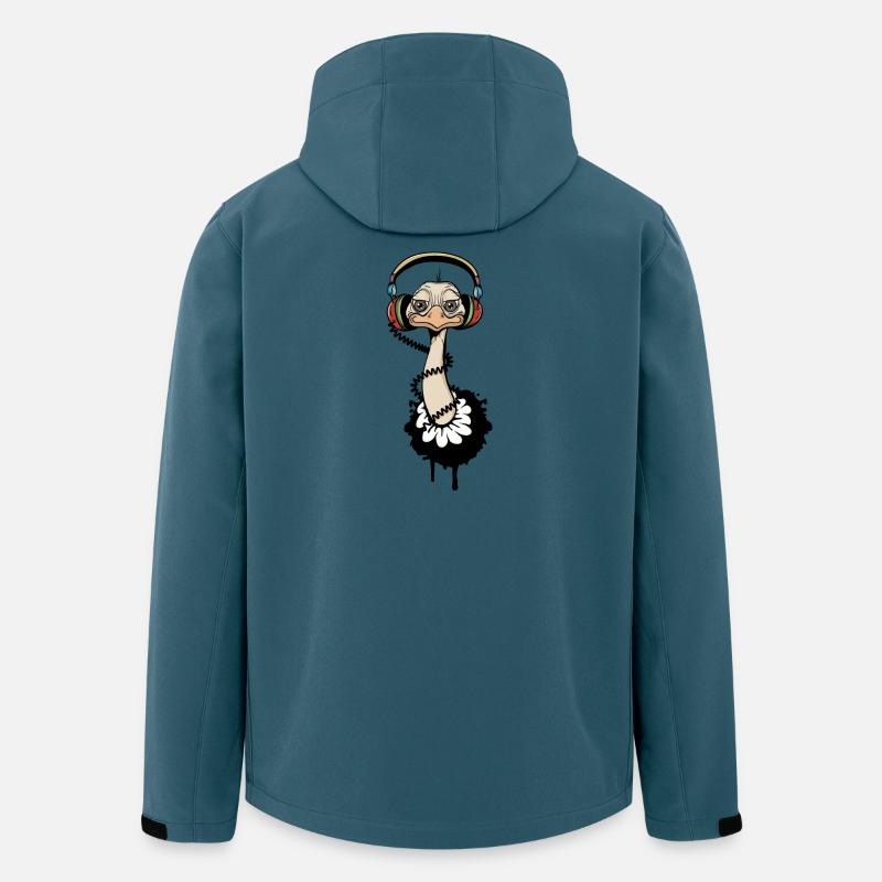 cooler Vogel Strauß mit Kopfhörer - Recycelte Männer Softshell-Jacke von Stanley/Stella - Dunkles Petrol