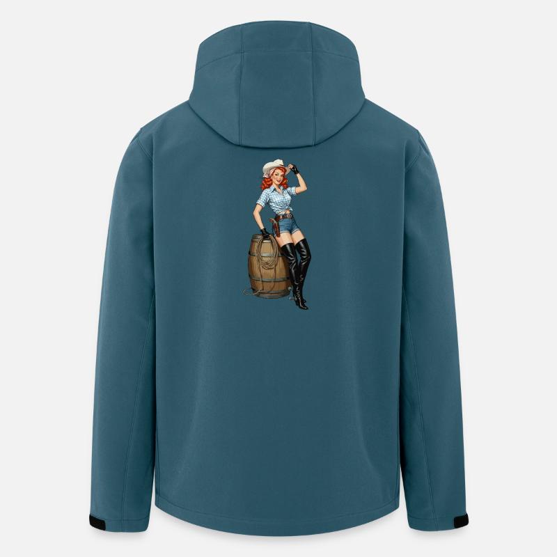 Pinup-Cowboy-Retro-Look - Recycelte Männer Softshell-Jacke von Stanley/Stella - Dunkles Petrol
