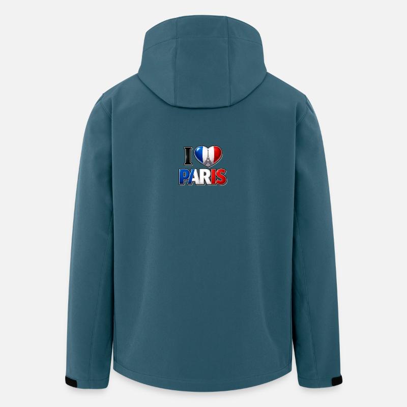 Ich liebe Paris – Trikolore, Herz und Eiffelturm - Recycelte Männer Softshell-Jacke von Stanley/Stella - Dunkles Petrol