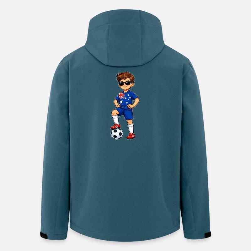 Soccer Boy Fan d’Australie Drapeau australien - Veste softshell homme en polyester recyclé Stanley/Stella - bleu pétrole foncé
