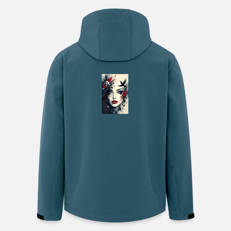 Floral Noir Kopfportrait - Recycelte Männer Softshell-Jacke von Stanley/Stella - Dunkles Petrol