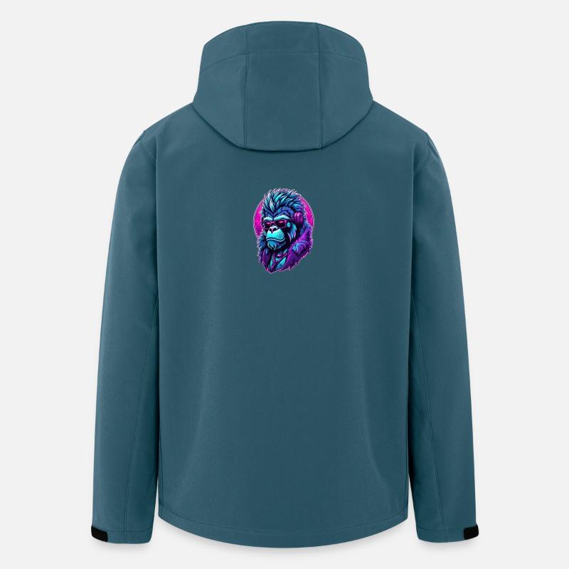 Berauschter Gorilla mit Kopfhörern - Recycelte Männer Softshell-Jacke von Stanley/Stella - Dunkles Petrol
