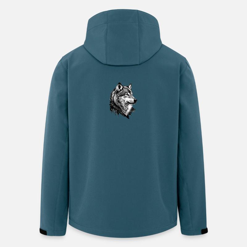 Monochromer Wolf Linienkunst - Recycelte Männer Softshell-Jacke von Stanley/Stella - Dunkles Petrol