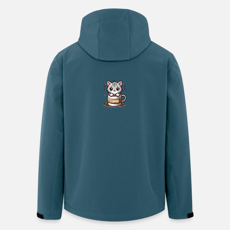 Cat with Coffee Mug 1 - Men’s Recycled Softshell Jacket by Stanley/Stella - stargazer