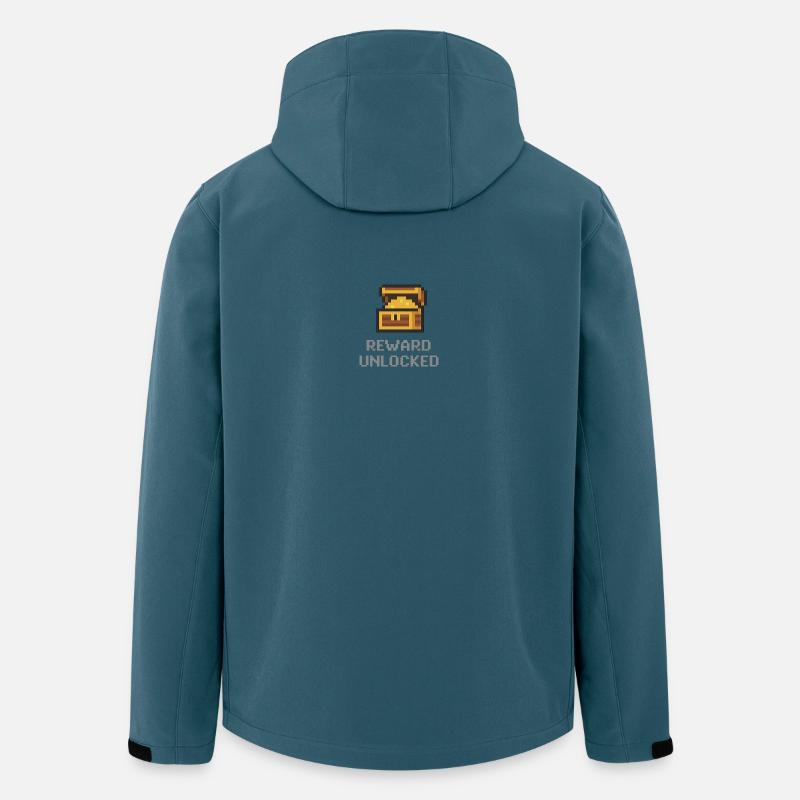 Récompense du coffre de pixels débloquée - Veste softshell homme en polyester recyclé Stanley/Stella - bleu pétrole foncé