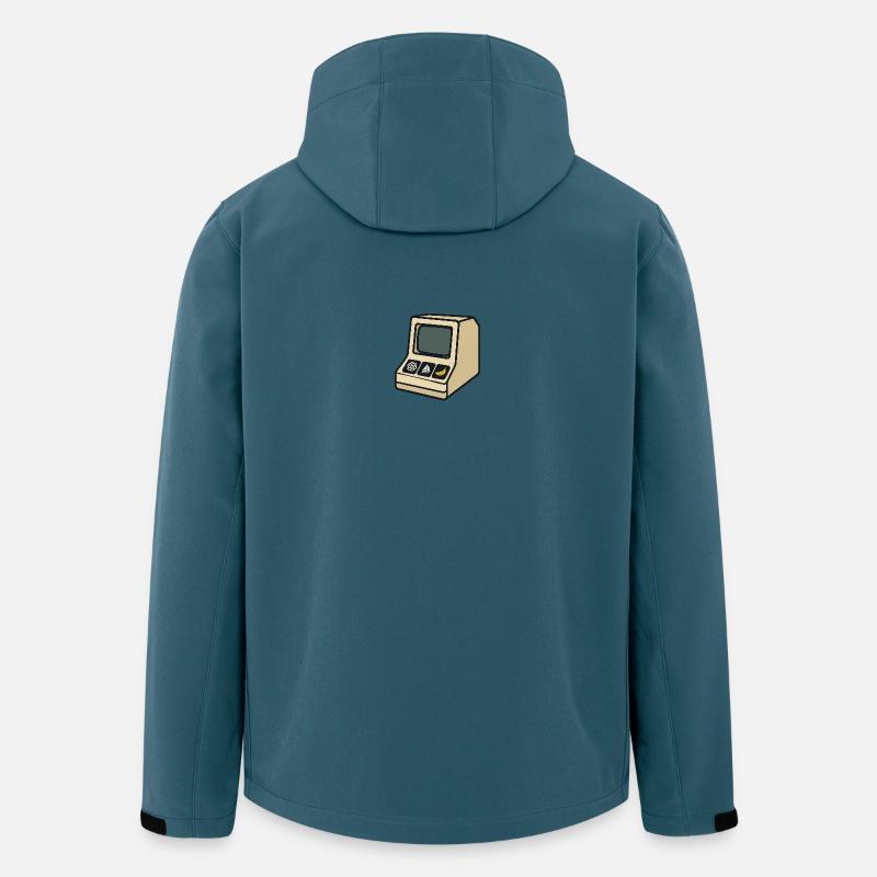 Retro-KI-Computer mit ikonischen Symbolen - Recycelte Männer Softshell-Jacke von Stanley/Stella - Dunkles Petrol