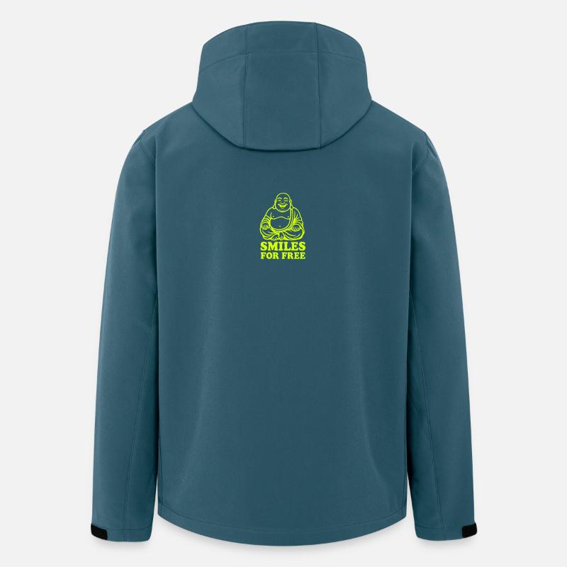 Neon Laughing Buddha on Black - Men’s Recycled Softshell Jacket by Stanley/Stella - stargazer
