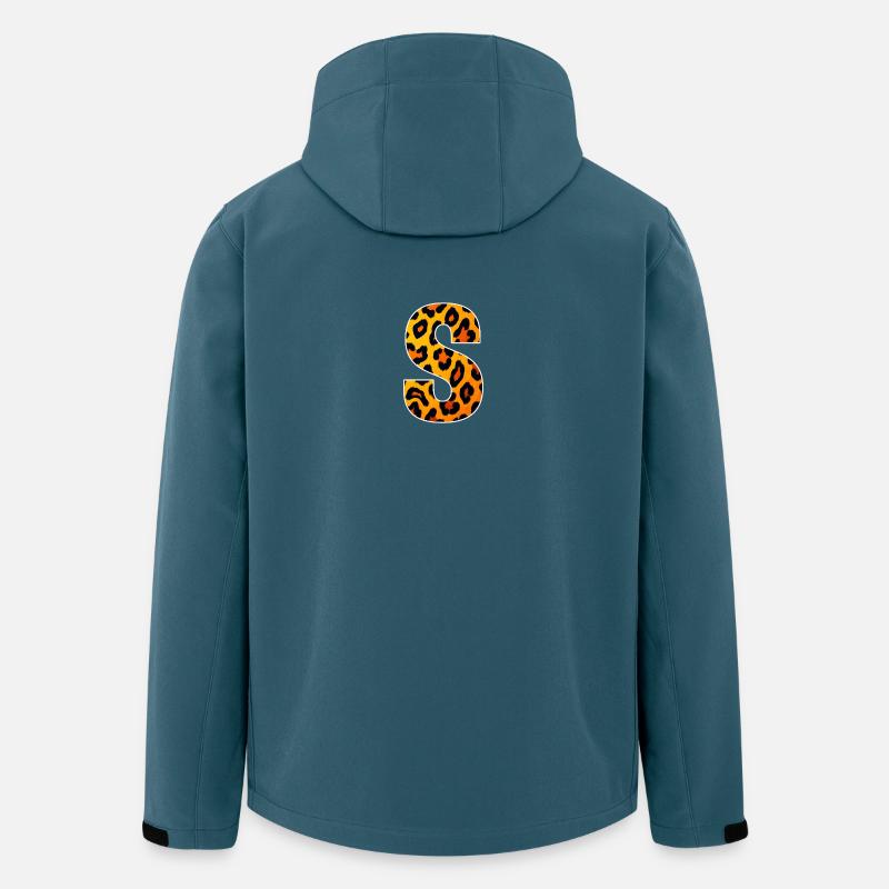 Lettre S à imprimé léopard - Veste softshell homme en polyester recyclé Stanley/Stella - bleu pétrole foncé