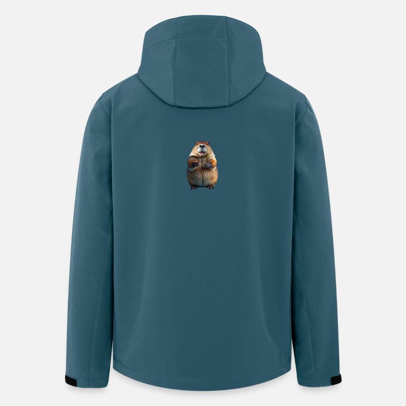 Castor Sourire Amical 3D Cartoon - Veste softshell homme en polyester recyclé Stanley/Stella - bleu pétrole foncé